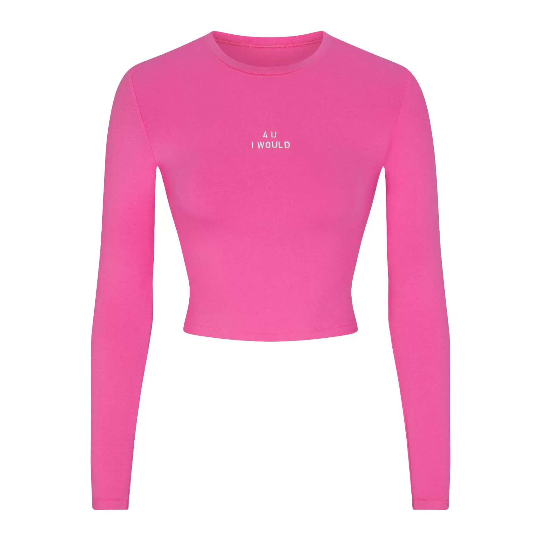 Skims cotton collection*COTTON JERSEY LONG SLEEVE CROPPED T-SHIRT | HOT PINK HOT+PINK