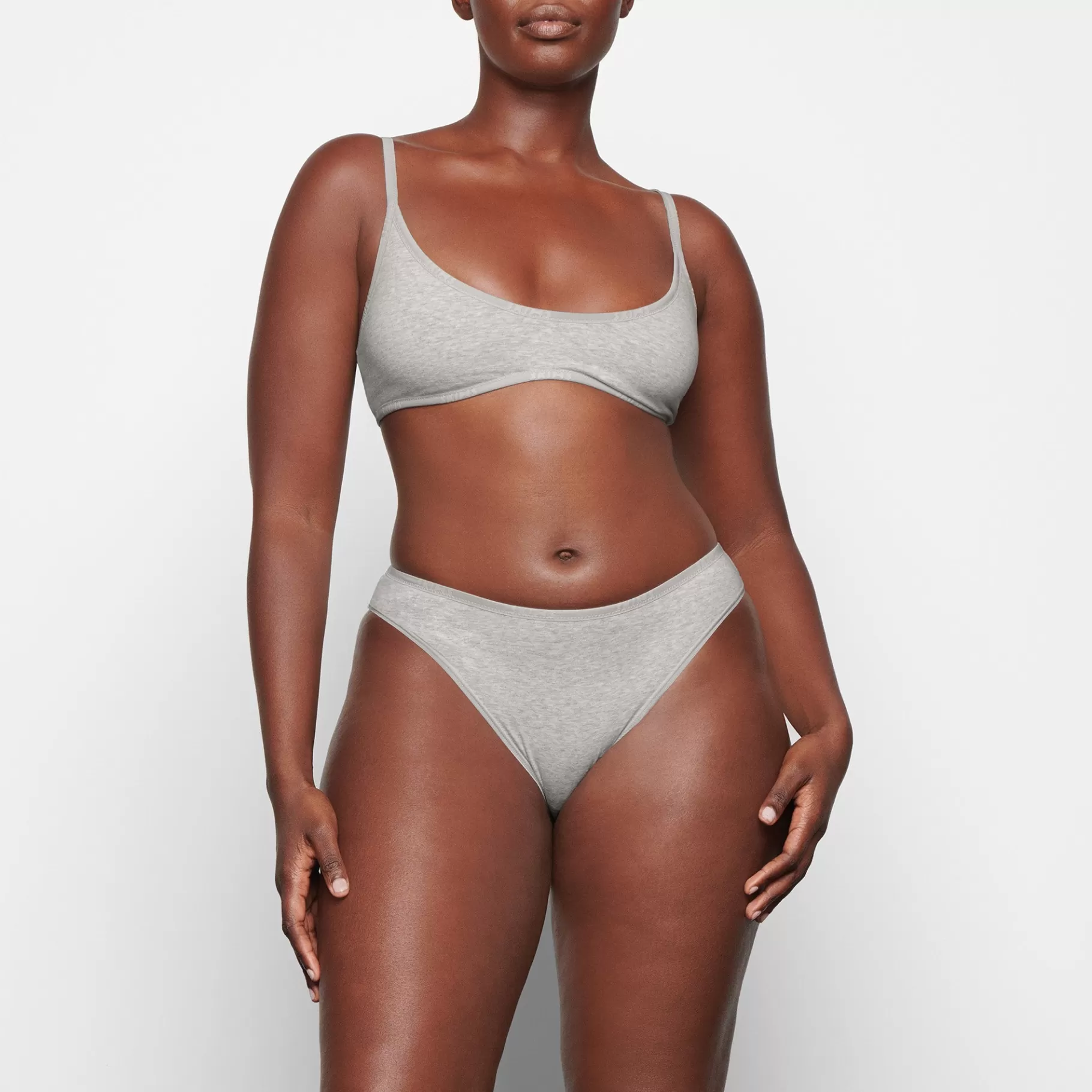 Skims medium*COTTON LOGO HIGH LEG BIKINI | LIGHT HEATHER GREY LIGHT+HEATHER+GREY