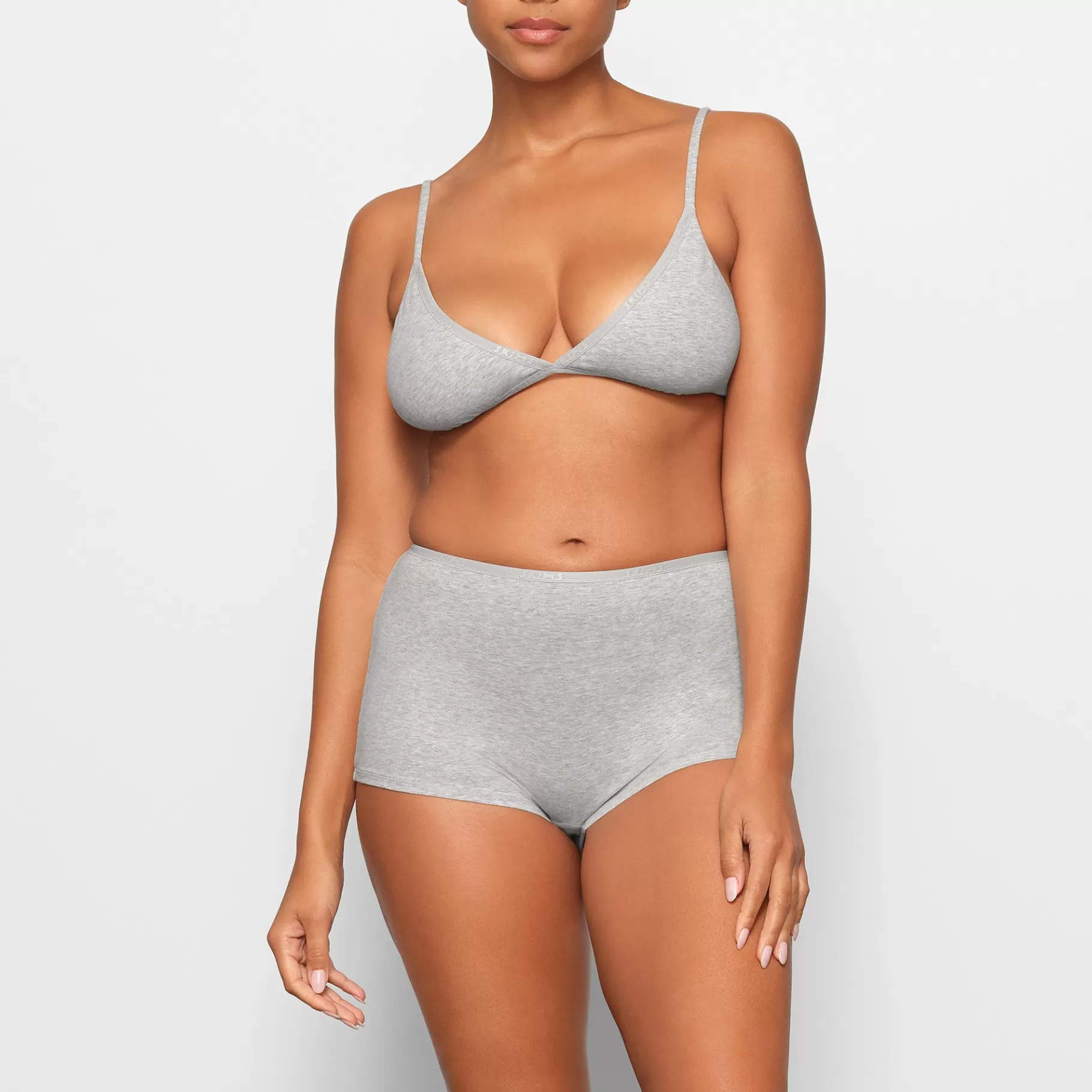 Skims triangle*COTTON LOGO MINI TRIANGLE BRALETTE | LIGHT HEATHER GREY LIGHT+HEATHER+GREY