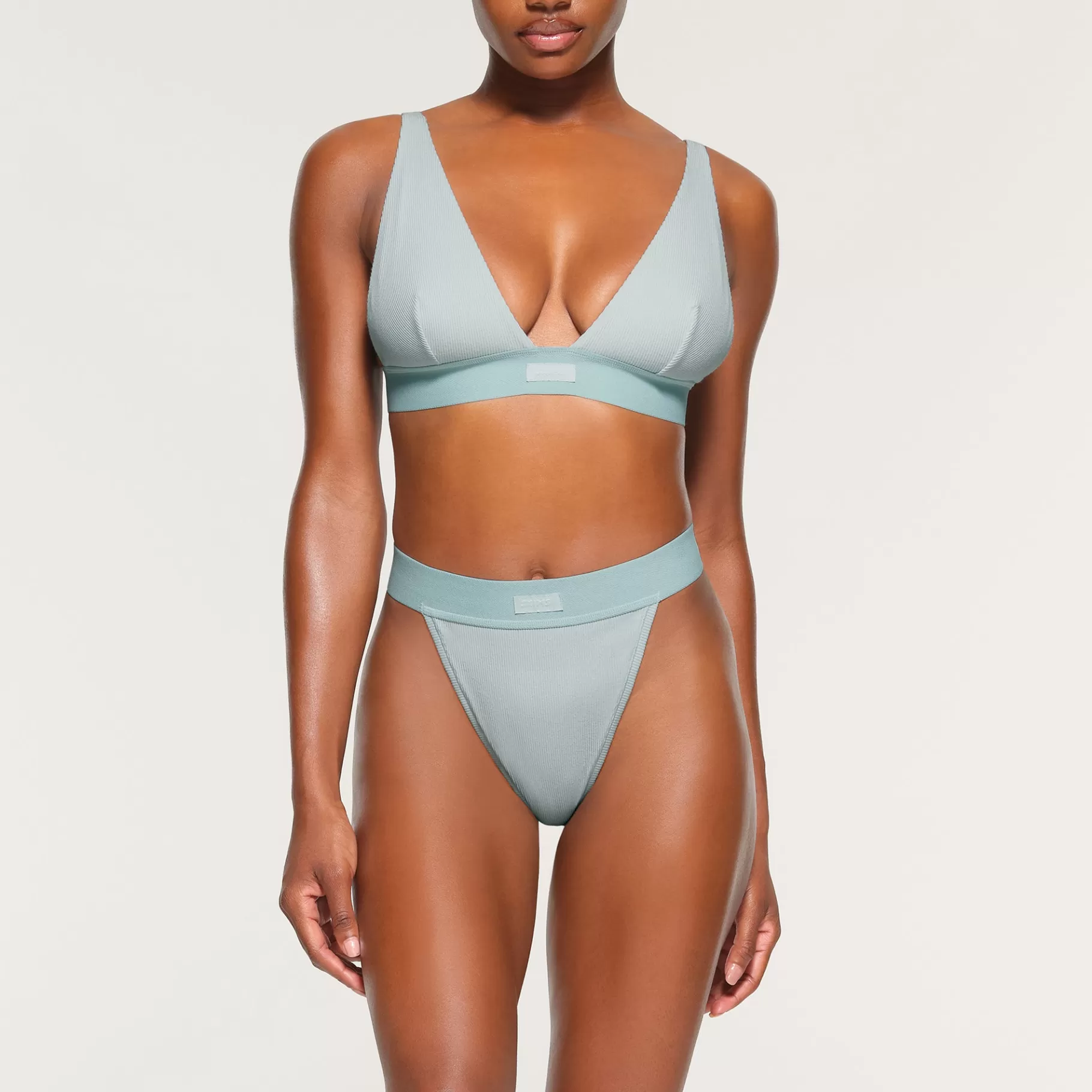 Skims plunge*COTTON RIB PLUNGE BRALETTE | FROST