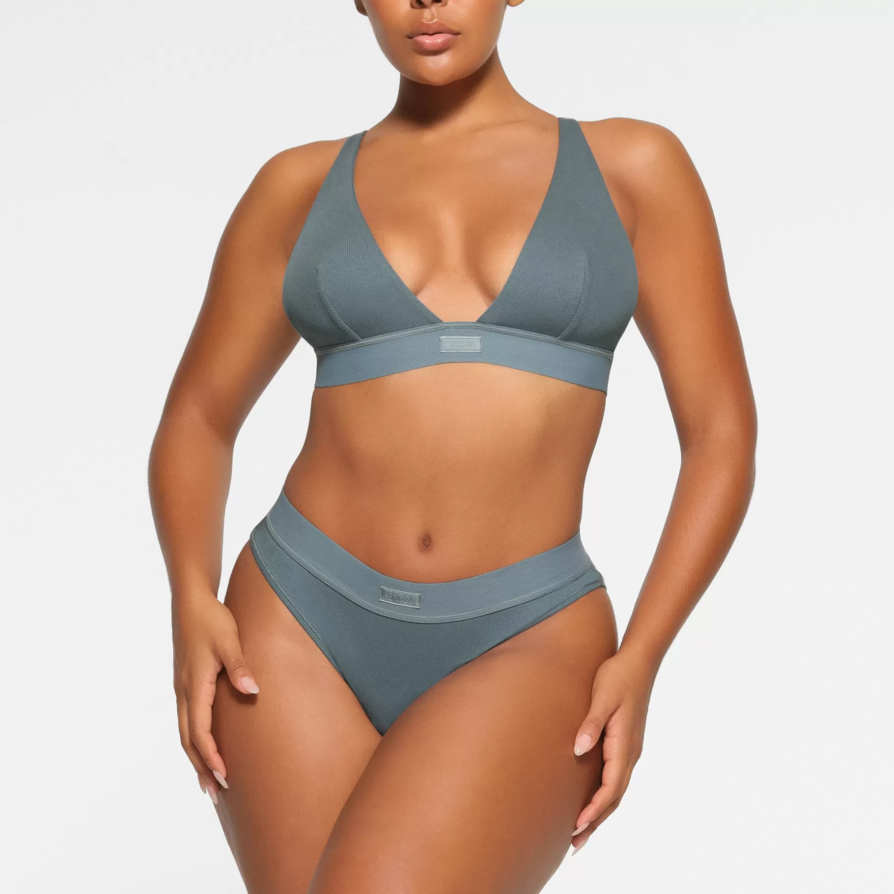 Skims cotton collection*COTTON RIB PLUNGE BRALETTE | KYANITE