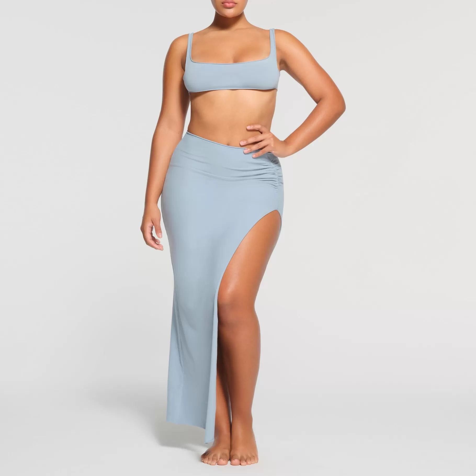 Skims for you*RAW EDGE SLIT LONG SKIRT | DENIM