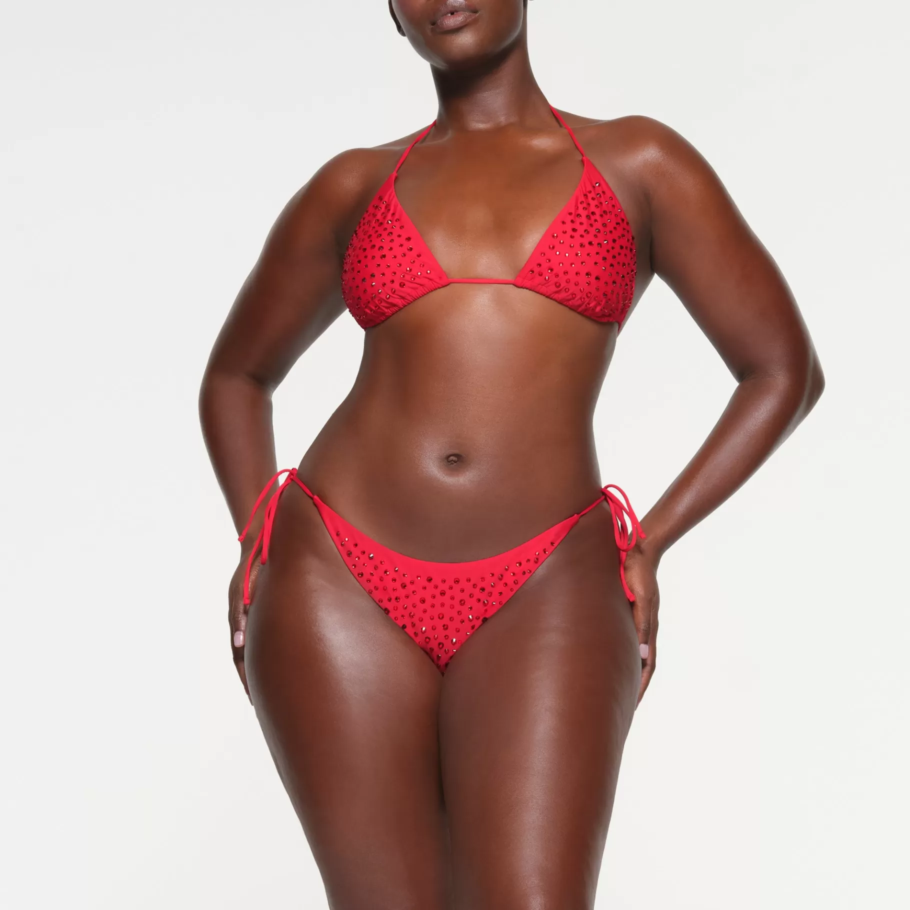 Skims swim*RHINESTONE TIE BIKINI BOTTOMS | RED