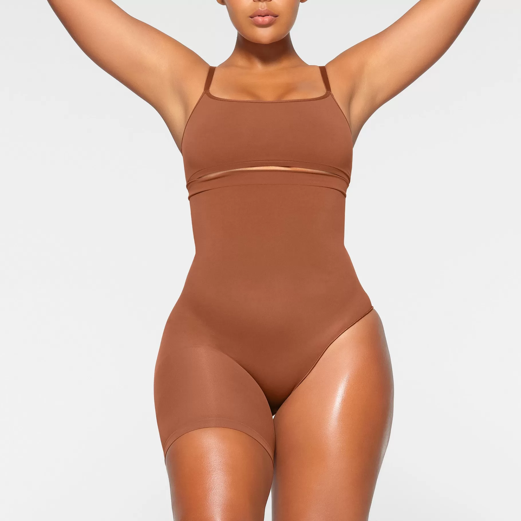 Skims shapewear shorts & leggings*SEAMLESS SCULPT SOLUTION SHORT LEFT LEG EXPOSED | BRONZE