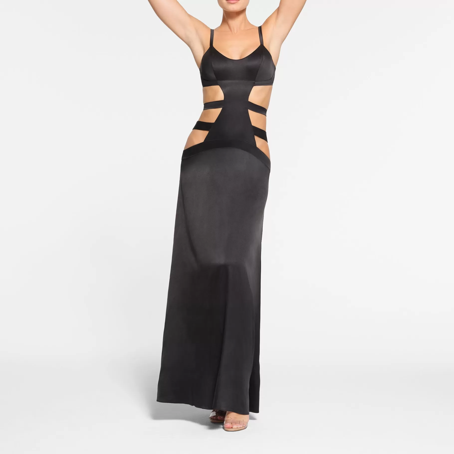 Skims dresses*SILK STRAPPY LONG SLIP DRESS | ONYX