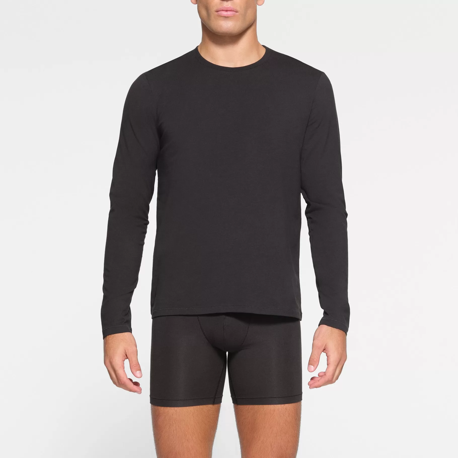 Skims loungewear* COTTON MENS LONG SLEEVE T-SHIRT | ONYX