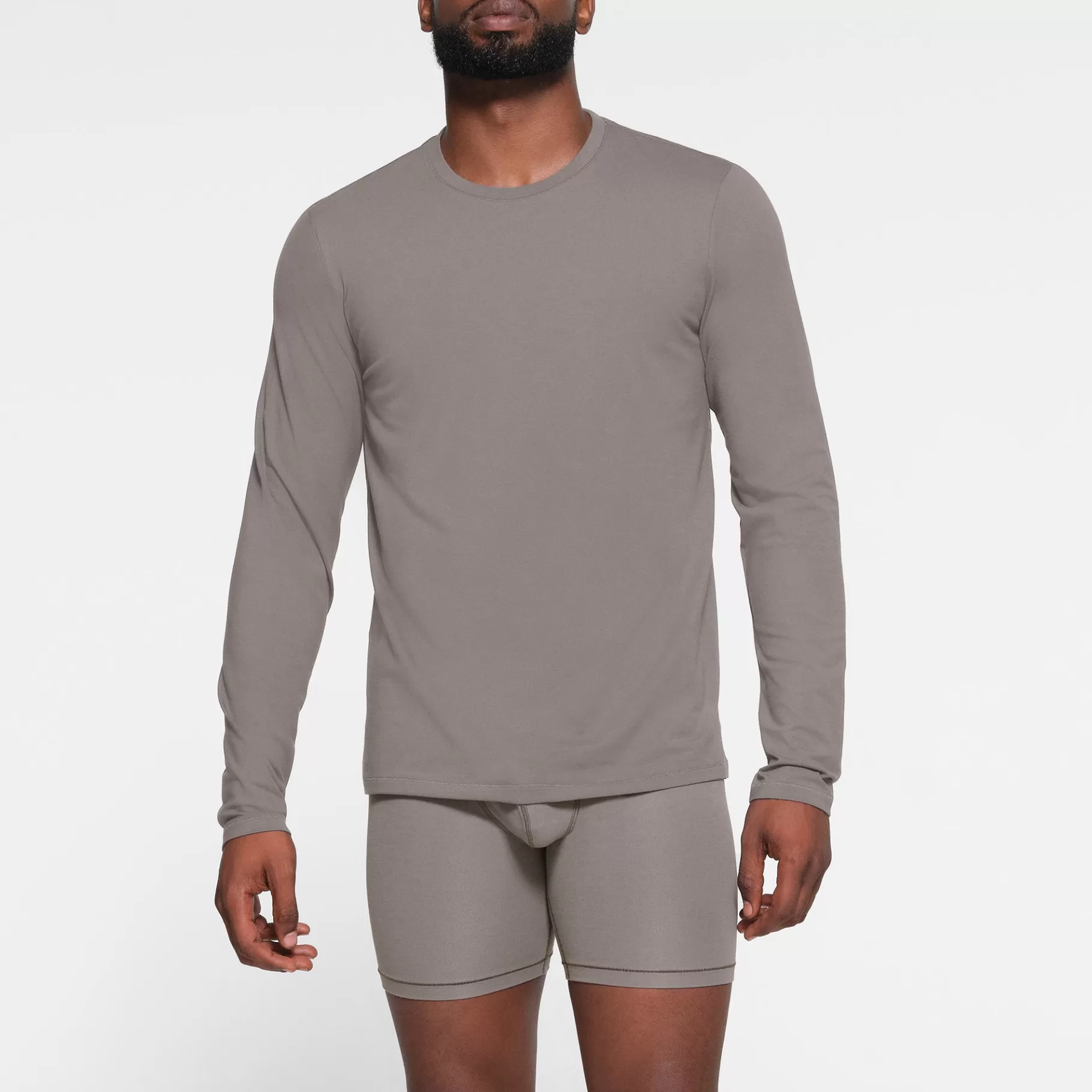 Skims tees & tanks* COTTON MENS LONG SLEEVE T-SHIRT | WASHED GUNMETAL WASHED+GUNMETAL