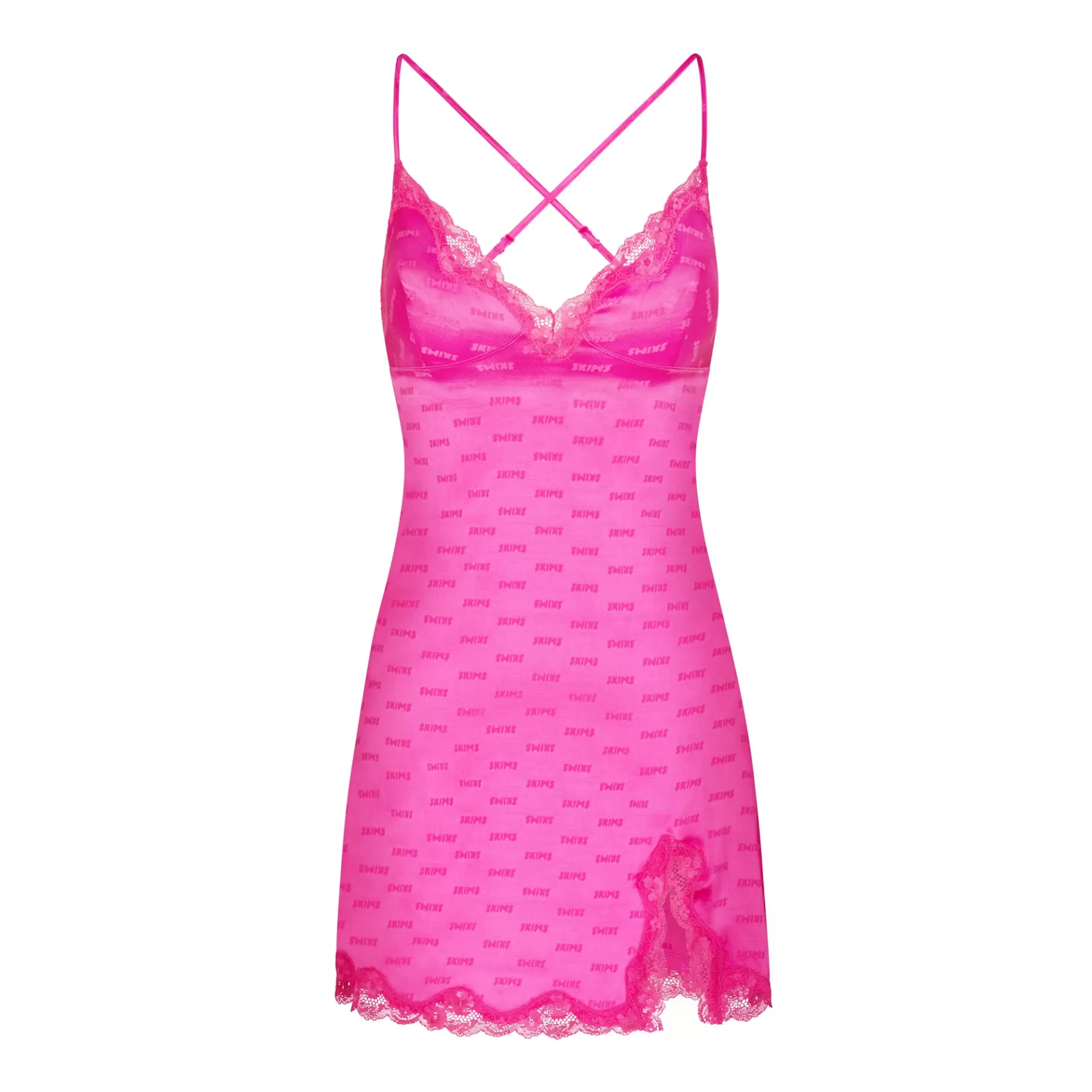 Skims dresses* JACQUARD LACE SLIP DRESS | HOT PINK HOT+PINK