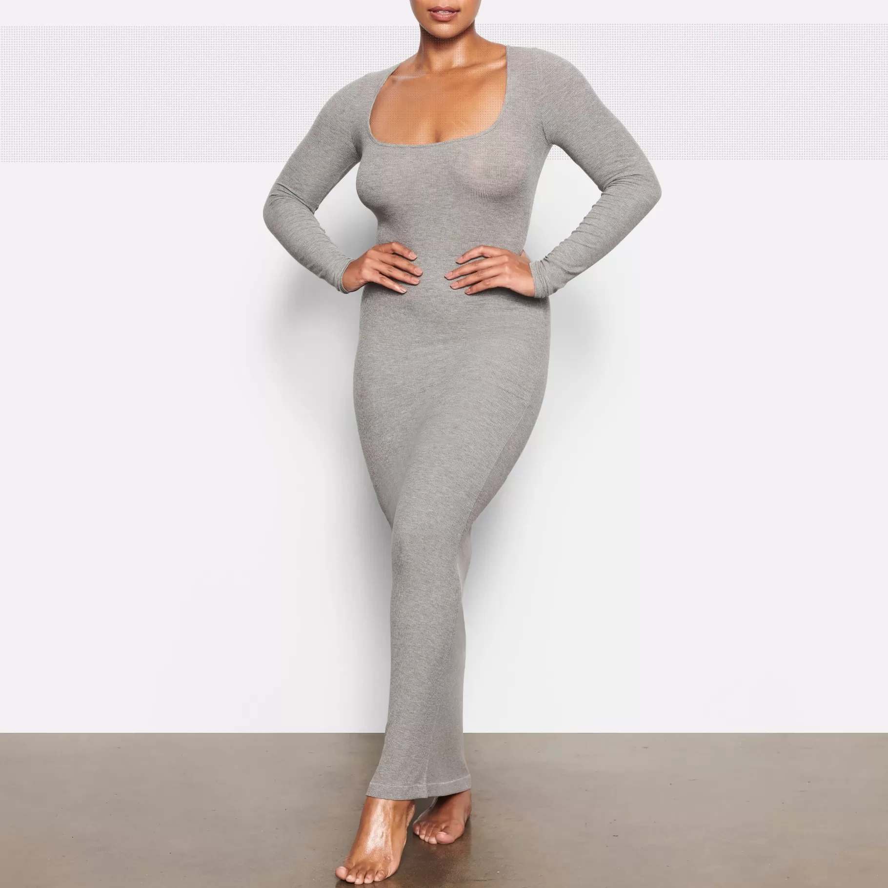 Skims soft lounge*SOFT LOUNGE LONG SLEEVE DRESS | HEATHER GREY HEATHER+GREY