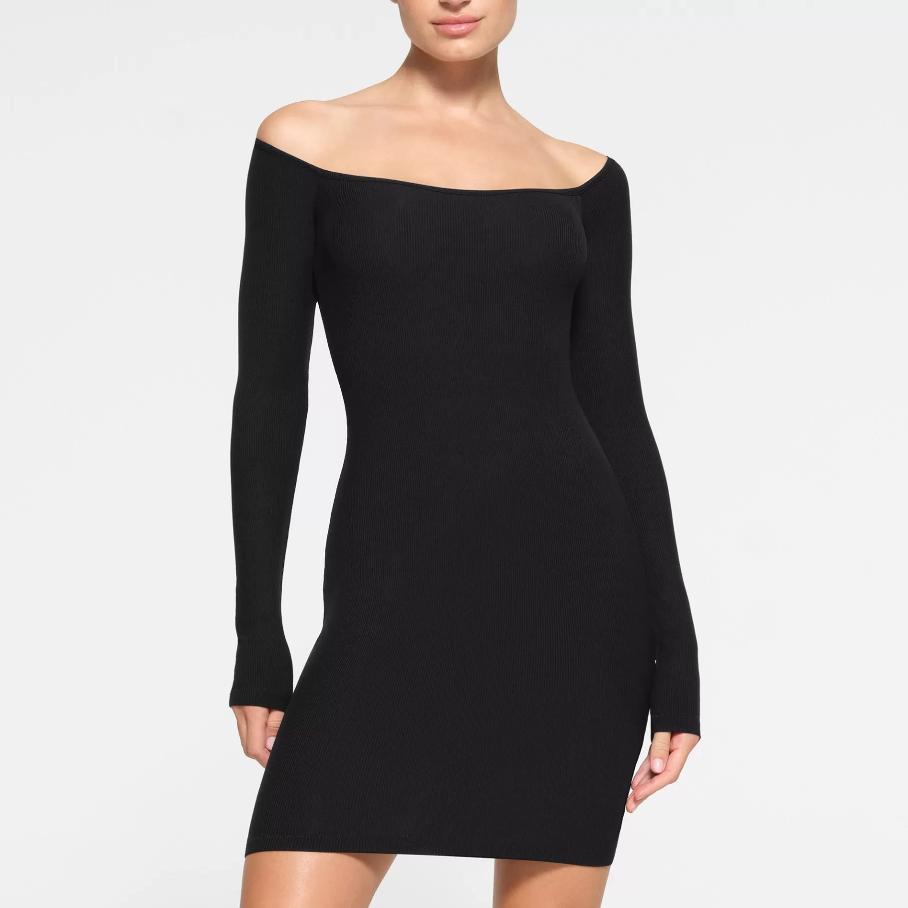 Skims soft lounge*SOFT LOUNGE OFF THE SHOULDER MINI DRESS | ONYX