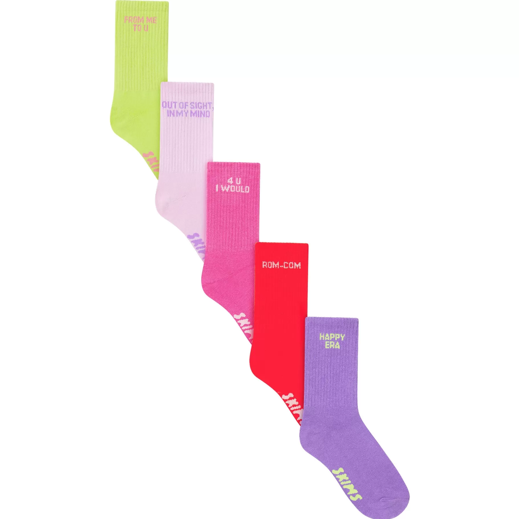 Skims accessories*SPORT CREW SOCK 5-PACK | DAFFODIL BABY PINK MULTI V-DAY+MULTI+PACK