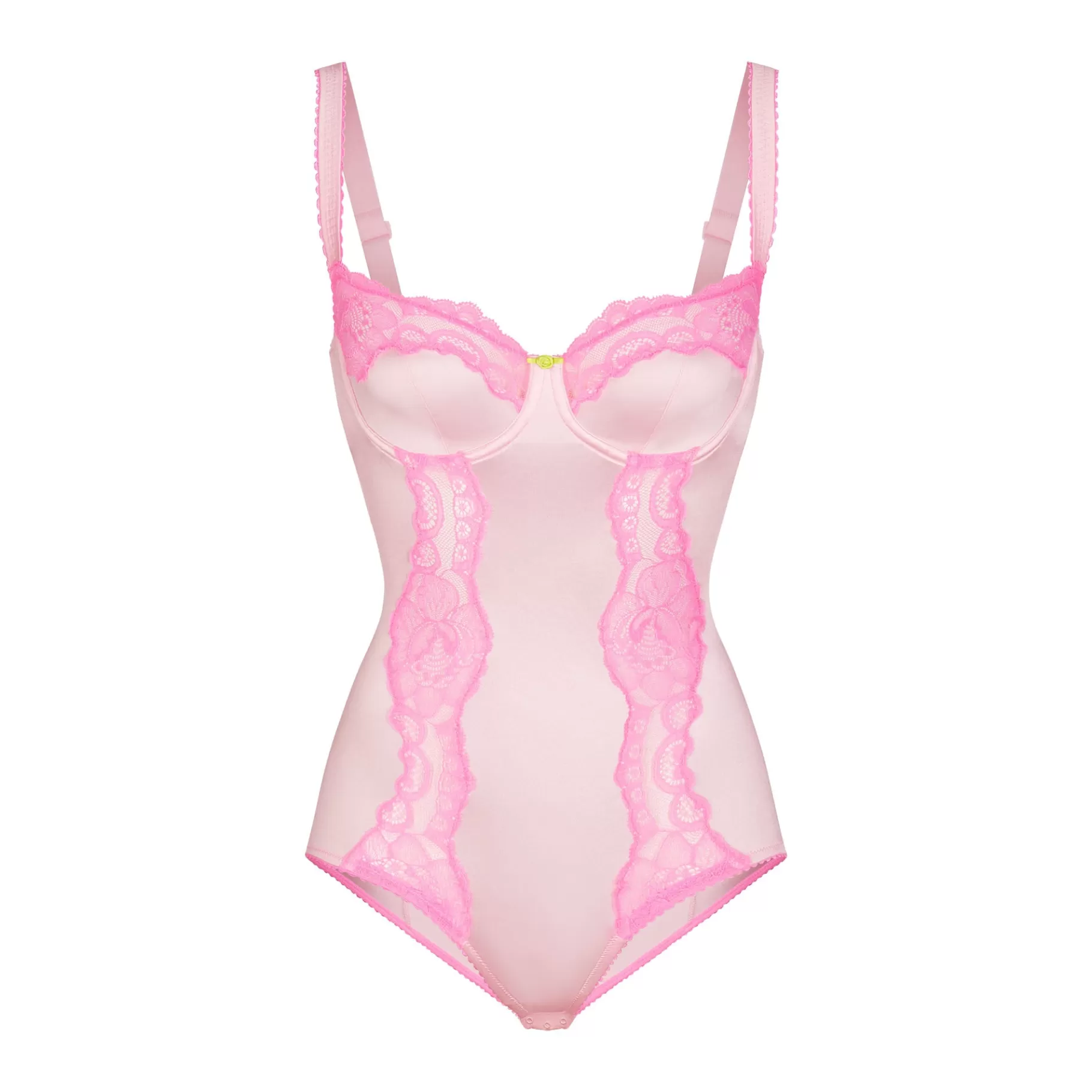 Skims bodysuits*STRETCH SATIN LACE BRIEF BODYSUIT | CHERRY BLOSSOM CHERRY+BLOSSOM