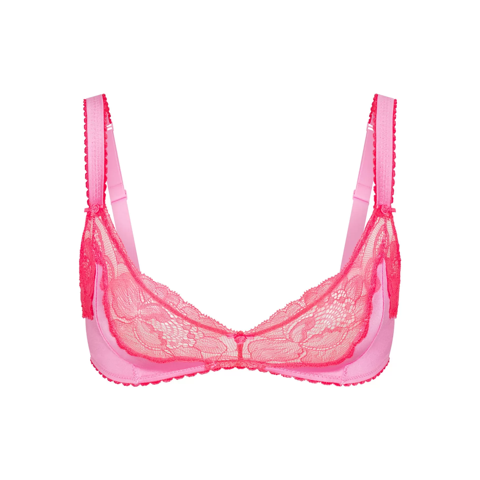 Skims triangle*STRETCH SATIN LACE TRIANGLE BRALETTE | NEON ORCHID NEON+ORCHID