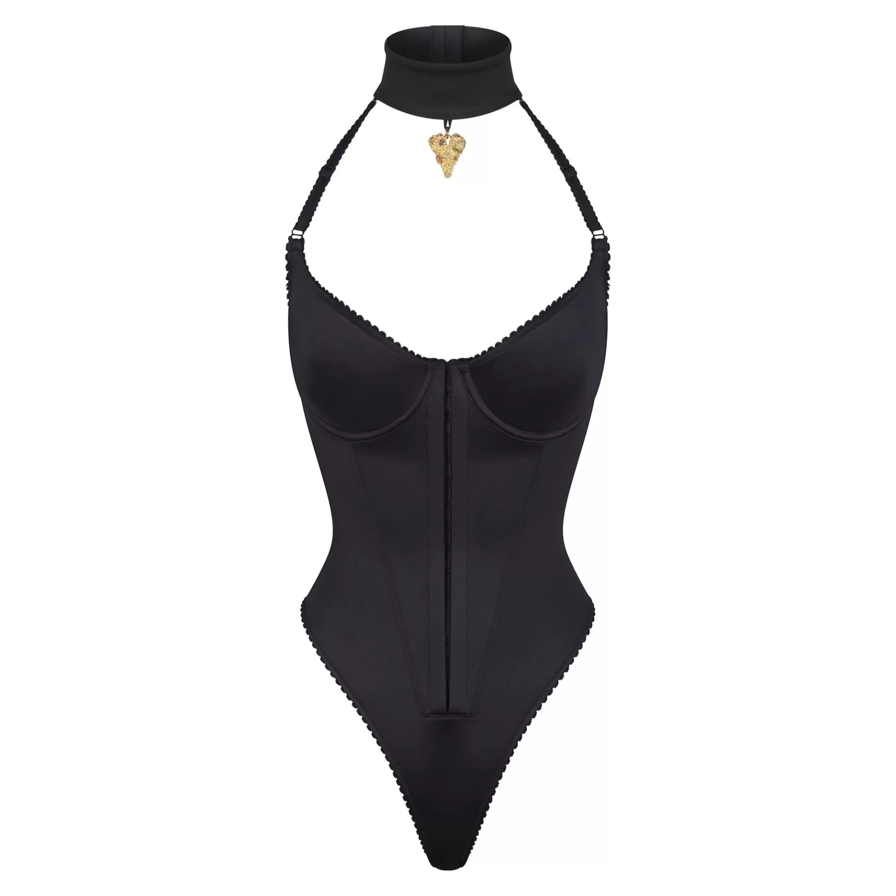 Skims *STRETCH SATIN PENDANT BODYSUIT | ONYX